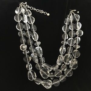 Fun clear acrylic 3-strand statement necklace NWOT